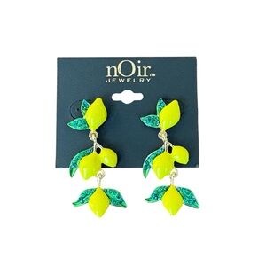 NEW nOir Jewelry Lemon Cascade Statement Earrings Spring Fruit Whimsical Neon